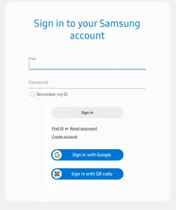 Sign in to Samsung account